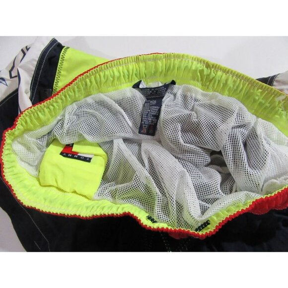 Tommy Hilfiger Mens Swim Trunks Navy / Red / Neon Yellow EUC Large - Picture 3 of 3